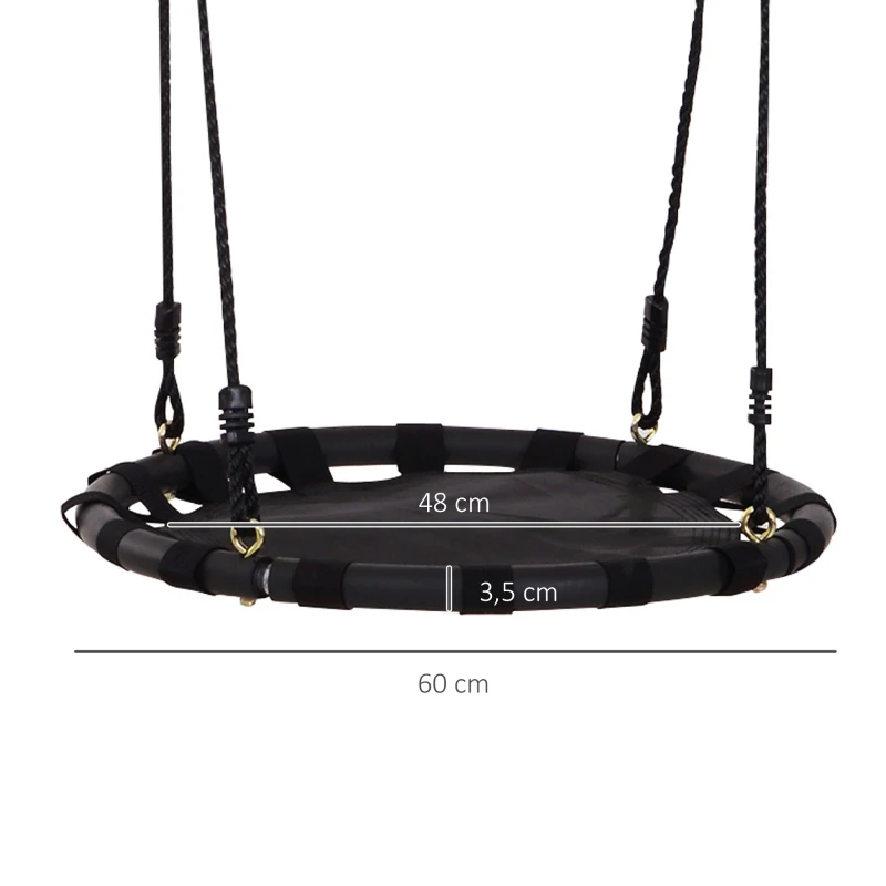HOMCOM Nestschaukel Kinderschaukel Garten-Schaukel Kinder Rundschaukel bis 100 kg belastbar Metall Netzgewebe Schwarz Ø60 cm