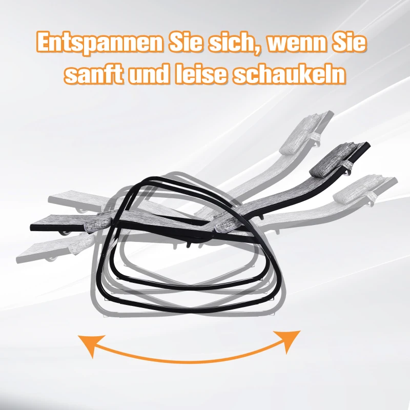 Outsunny Schommelstoel ligstoel voor buiten verstelbare rugleuning hoofdkussen textilene grijs