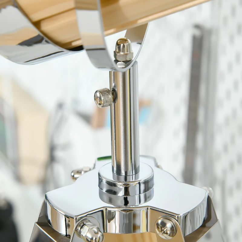 HOMCOM Lampa na statywie z drewna Trójnóg, Design Reflektora 30 cm x 30 cm x 68 cm Drewno Naturalne + Srebrne