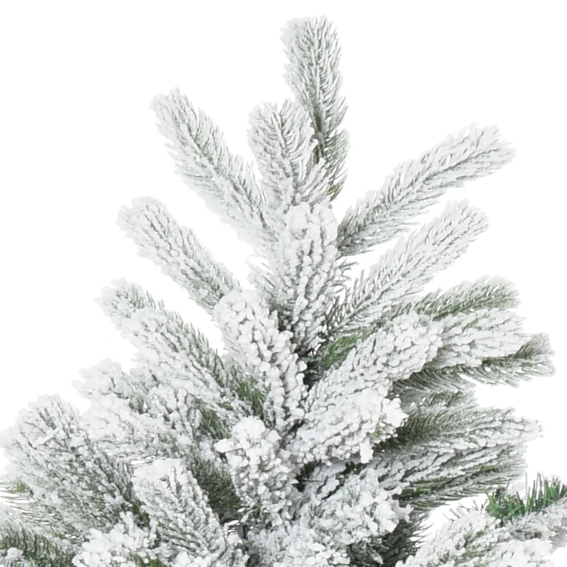 HOMCOM Árvore de Natal Nevada Artificial 150cm com 521 Ramos PVC e PE Base Dobrável e Suporte de Metal Decoração de Natal para Interiores Ø90x150cm Verde e Branco