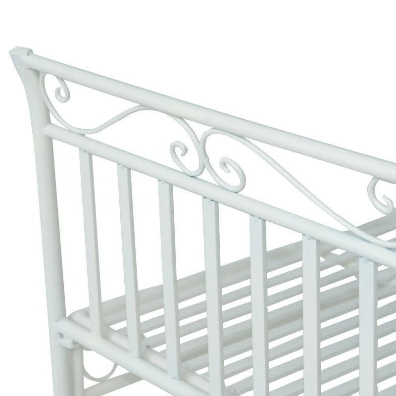 Outsunny Panchina da Esterno a 2 Posti , Panchina Biposto da Giardino Stile Romantico Ferro 113.5 x 50 x 96cm Bianco