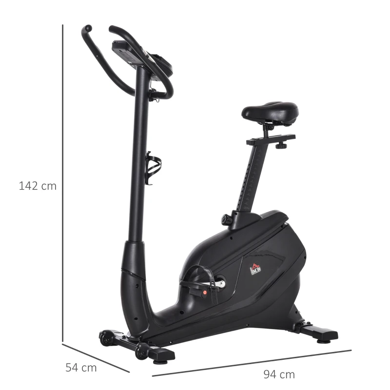 HOMCOM Heimtrainer Fahrradtrainer Trimmrad Magnetisch Pulsmessung LCD-Computer-Display Fitness Fahrrad einstellbar 150 kg Stahl Schwarz 94 x 54 x 142 cm