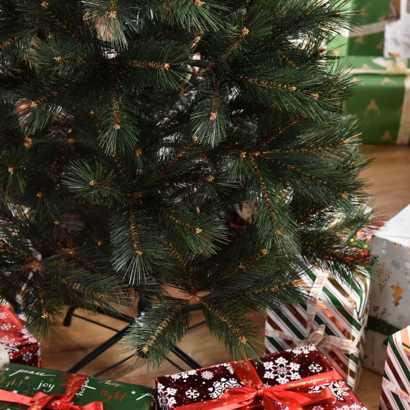 HOMCOM Árvore de Natal 150cm Artificial com 219 Agulhas de Pinheiro de PVC Ignífugo Base Dobrável e Suporte de Aço Montagem Rápida Decoração de Natal para Interiores Verde
