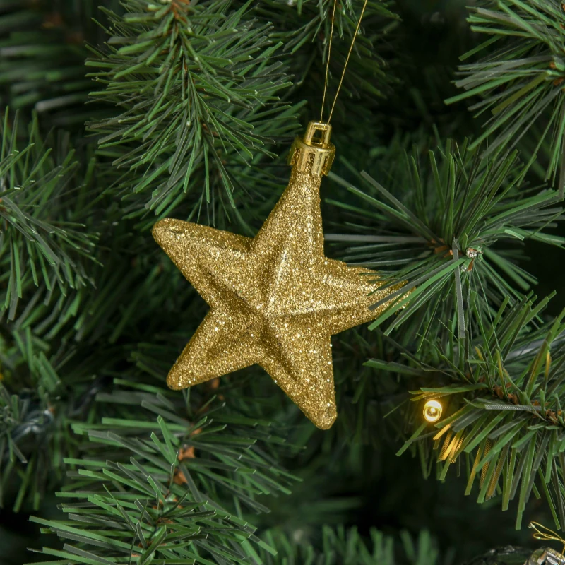 HOMCOM Árvore de Natal Artificial com 745 Ramos 200 Luzes LED com Cor Branco Quente Suporte e Decorações Incluídas Ø112x180cm Verde