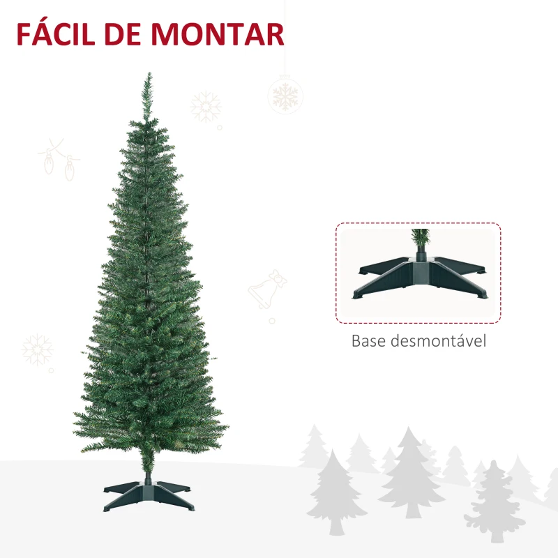 HOMCOM Árvore de Natal Artificial 150cm Ignífugo com 294 Pontas de Ramo PVC e Suporte de Metal Decoração de Natal para Interiores Ø46x150cm