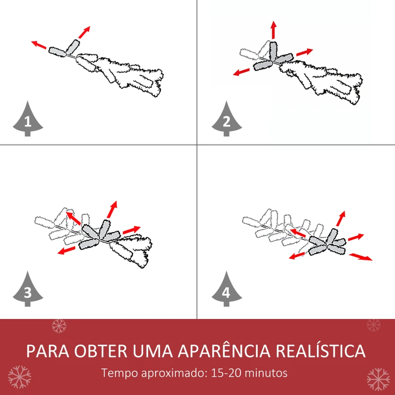 HOMCOM Árvore de Natal Artificial 150cm com 41 Frutinhas 554 Ramas PE Tridente PVC Base Dobrável e Suporte Metálico Decoração de Natal para Interiores Verde