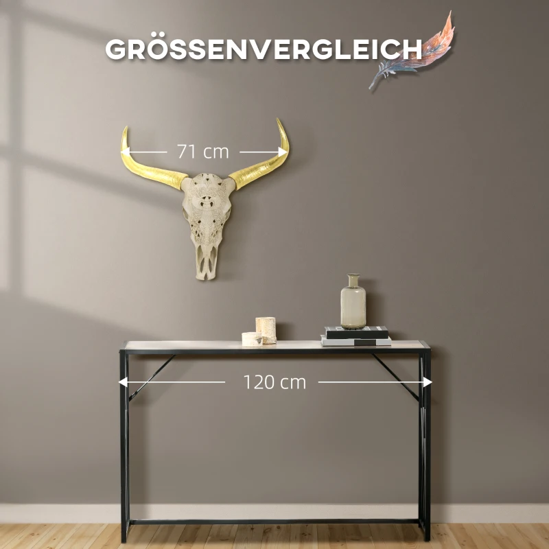 HOMCOM Wanddekoration Stierschädel aus Kunststoff 71 cm x 16 cm x 72 cm Kunstharz, Blattgold Mehrfarbig