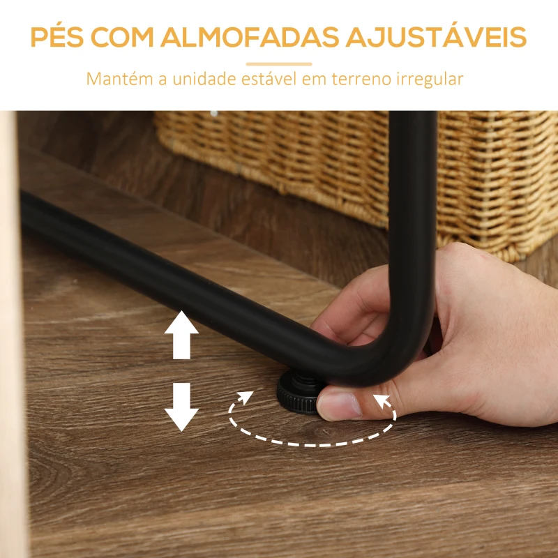 HOMCOM Suporte para Cabides com 4 Prateleiras de Armazenamento e Barra de Pendurar Estilo Industrial 101x39x160cm Marrom e Preto