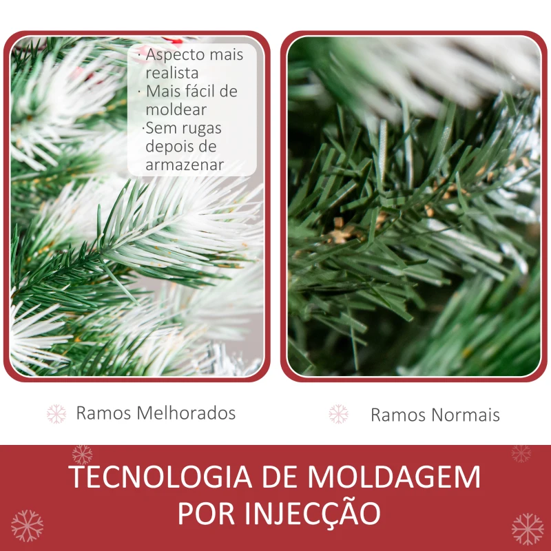 HOMCOM Árvore de Natal Artificial 150cm com 41 Frutinhas 554 Ramas PE Tridente PVC Base Dobrável e Suporte Metálico Decoração de Natal para Interiores Verde