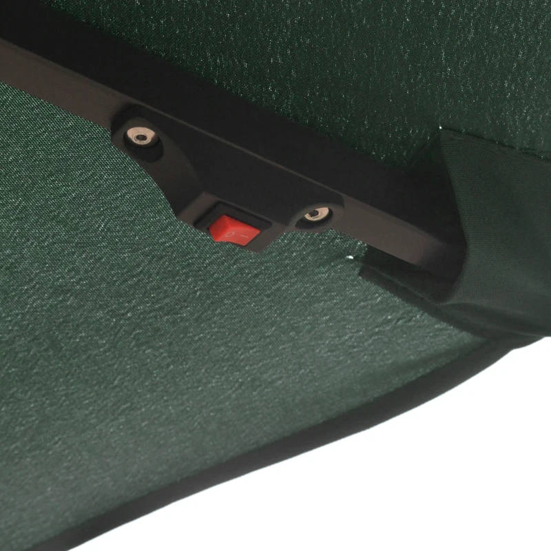 Outsunny Ombrellone da Giardino Ø3x2.5 m a Braccio con Manovella e 8 Strisce LED a Energia Solare, Verde