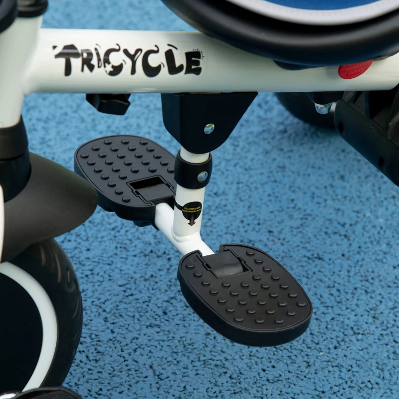 HOMCOM Tricicleta 7 in 1 pentru copii, Tricicleta pentru copii cu scaun rotativ, maner de impingere reglabil, centura de siguranta, baldachin detasabil,bara de siguranta pentru 12-50 de luni, albastru