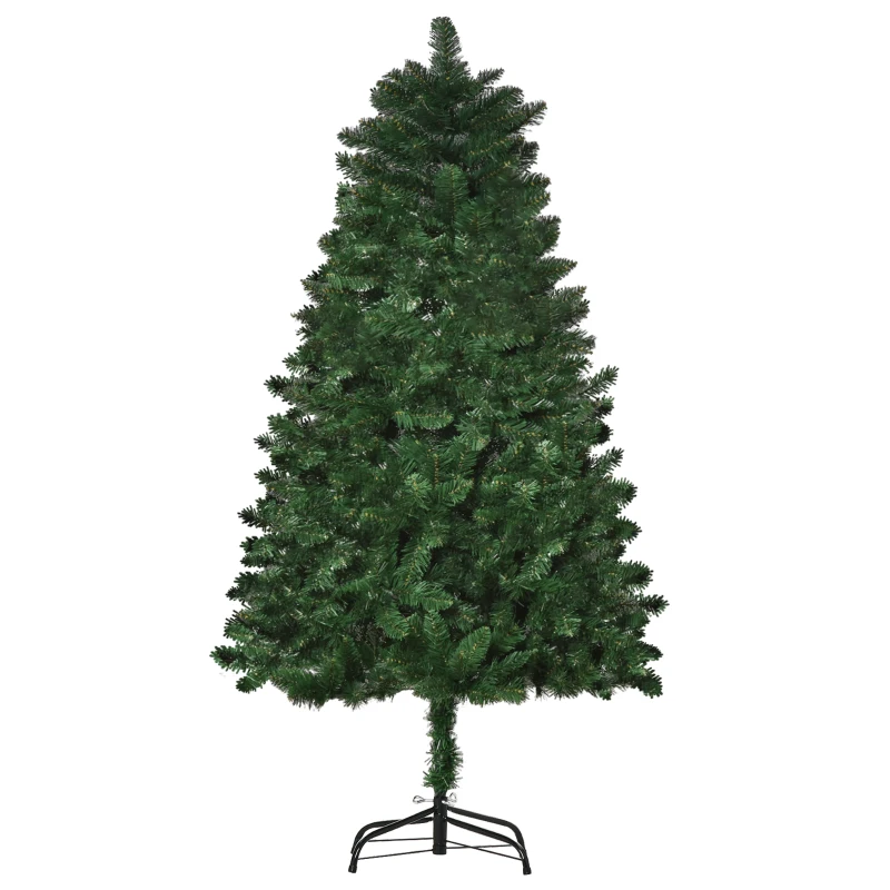 HOMCOM Árvore de Natal Artificial 150cm Ignífuga com 454 Ramas com 2 Tipos de Pontas de PVC e Base de Aço Decoração de Natal para Interiores Verde