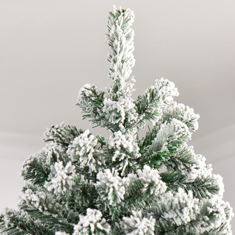 HOMCOM Árvore de Natal Ø140x225cm Neve Artificial com 1083 Pontas de PVC Base Dobrável e Suporte de Metal Decoração de Natal para Interiores Verde e Branco