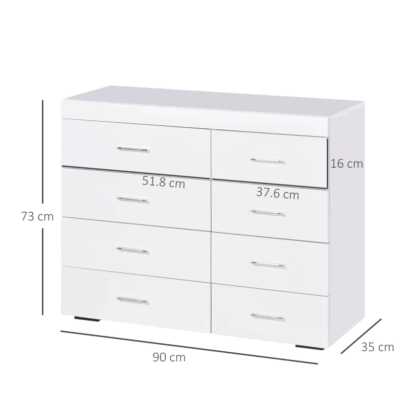 HOMCOM Comoda pentru Casa si Birou in Lemn, Alb, 90x35x73cm(m-3)