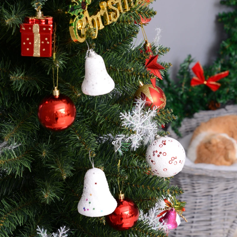 HOMCOM Árvore de Natal Artificial 210cm Ignífugo com 499 Pontas de Ramo PVC e Suporte de Metal Decoração de Natal para Interiores Fácil de Montar Verde