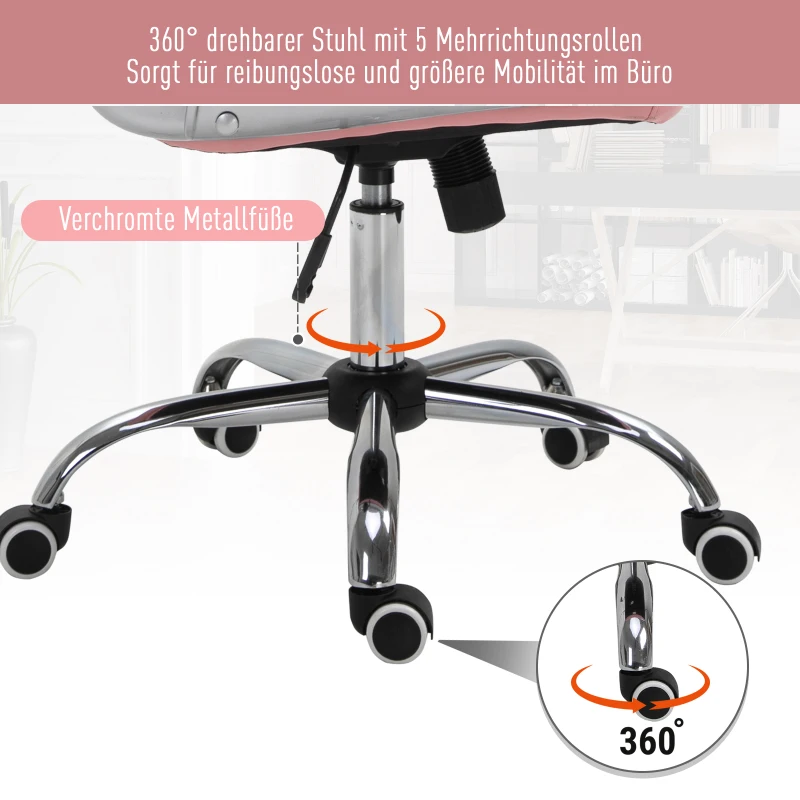 Vinsetto HOMCOM Ergonomiczne krzesło biurowe, Fotel biurowy, wyściełane oparcie, różowy, PU, 59,5 x 60,5 x 95–105 cm szary