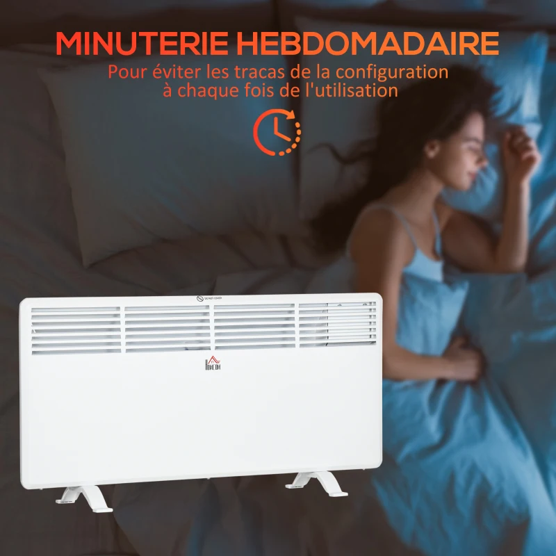 HOMCOM Radiateur électrique convecteur mural 1800 W avec thermostat - panneau LED - 87 x 23,5 x 45,5 cm - blanc