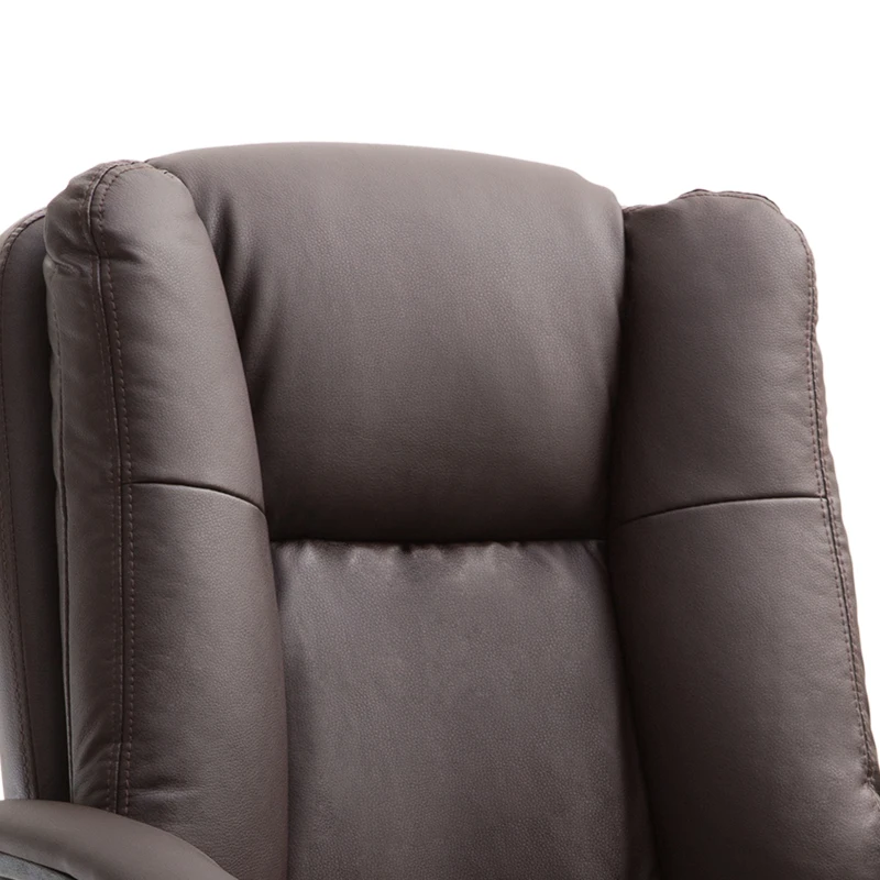 HOMCOM Mid Back Executive Office Chair, Faux Leather Computer Desk Chair with Swivel, Double-Tier Padding, Arm, Wheels, Brown(m-9)
