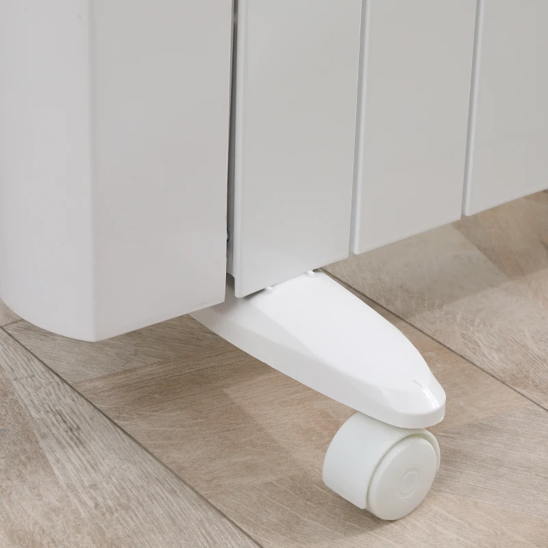 HOMCOM Aquecedor Elétrico 1500W Aquecedor Convector com Ecrã LCD 4 Modos Termostato Temporizador e 4 Rodas 67x31x68cm Branco