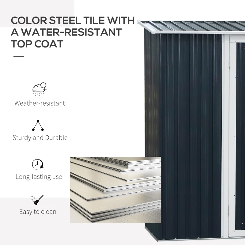 Outsunny Cabana Unelte din Otel Impermeabil 143cm x 89cm x 186cm Gri