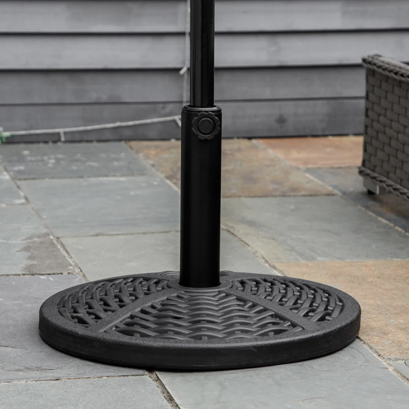 Outsunny Base per Ombrellone Rotonda Effetto Rattan Ø45x33 cm, Peso 9.5kg per Giardino e Terrazzo, Nero