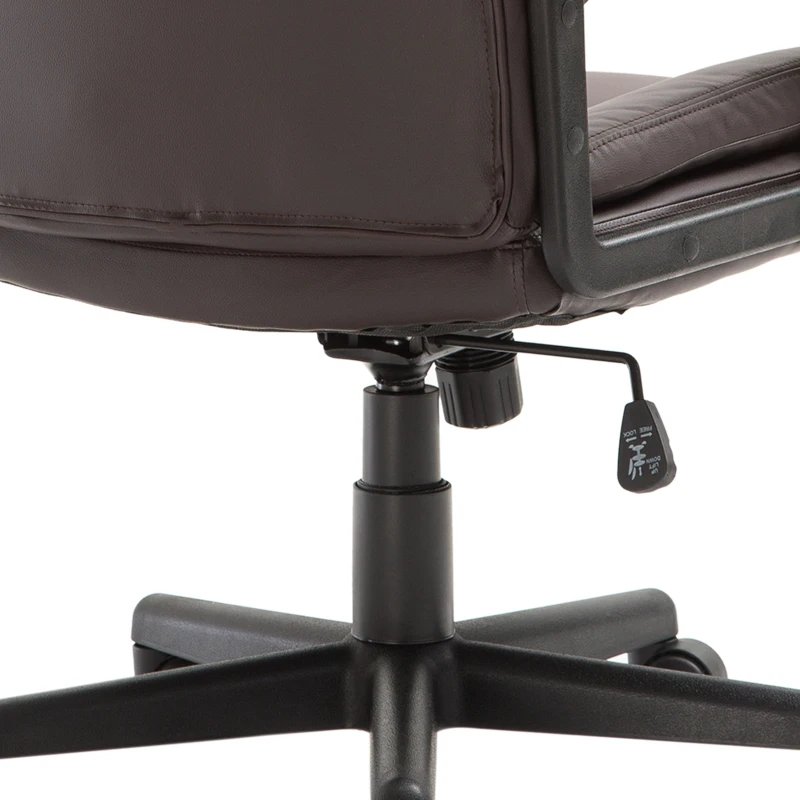HOMCOM Mid Back Executive Office Chair, Faux Leather Computer Desk Chair with Swivel, Double-Tier Padding, Arm, Wheels, Brown(m-10)