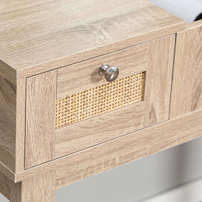 HOMCOM Coiffeuse table de maquillage avec miroir rabattable design bohème 2 tiroirs 2 en 1 bureau - 100 x 46 x 78,5 cm