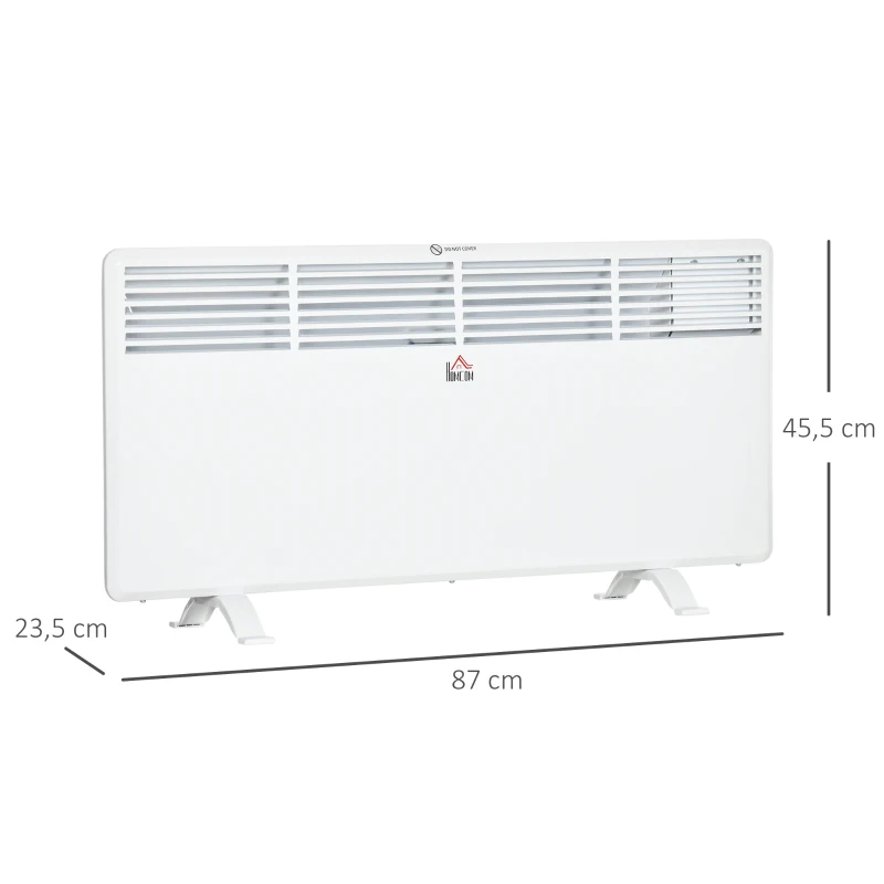 HOMCOM Radiateur électrique convecteur mural 1800 W avec thermostat - panneau LED - 87 x 23,5 x 45,5 cm - blanc