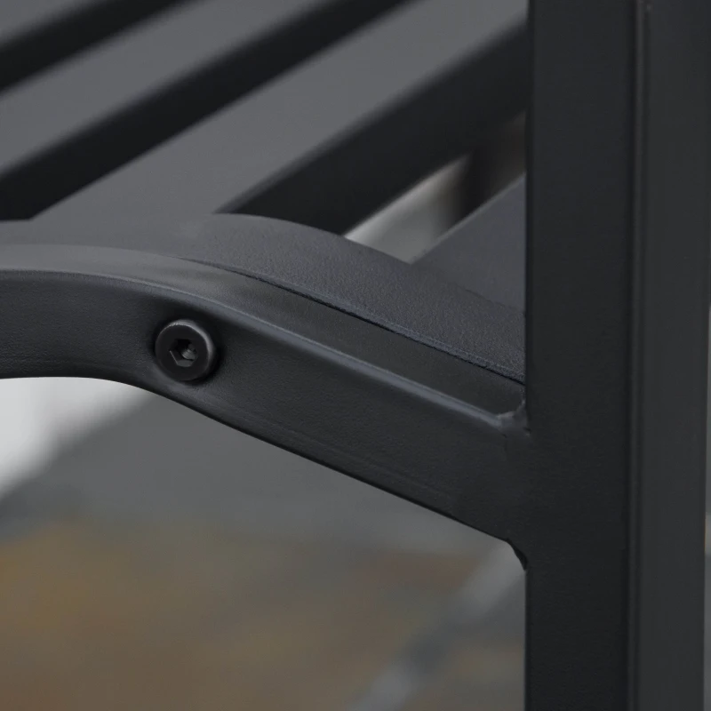 Outsunny Panchina da Esterno 2 Posti in Acciaio e Ghisa con Braccioli e Schienale Decorato, 128x58.5x89cm, Nero