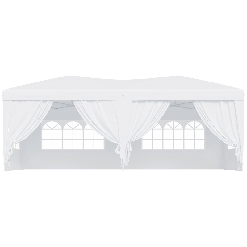 Outsunny Gazebo Pieghevole da Giardino 6x3 m con 6 Pannelli Laterali Bianco