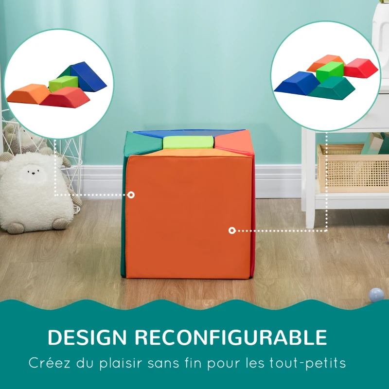 HOMCOM 5 Blocs de Construction en Mousse XXL - Jeux éducatif - Module motricité - parcours motricité enfant- certifiés Normes EN71-1-2-3 - Mousse EPE revêtement PU Multicolore