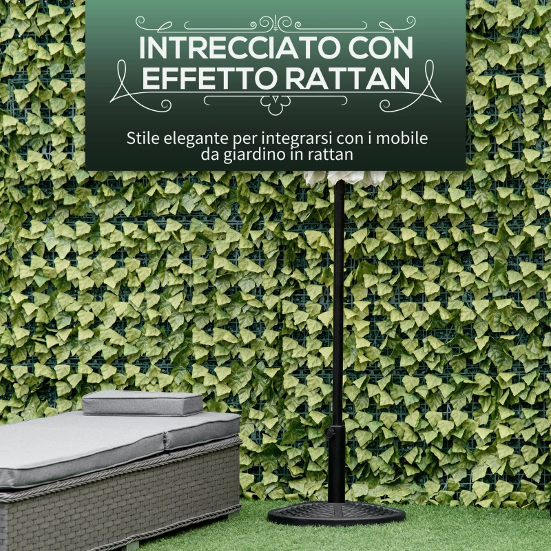 Outsunny Base per Ombrellone Rotonda Effetto Rattan Ø45x33 cm, Peso 9.5kg per Giardino e Terrazzo, Nero