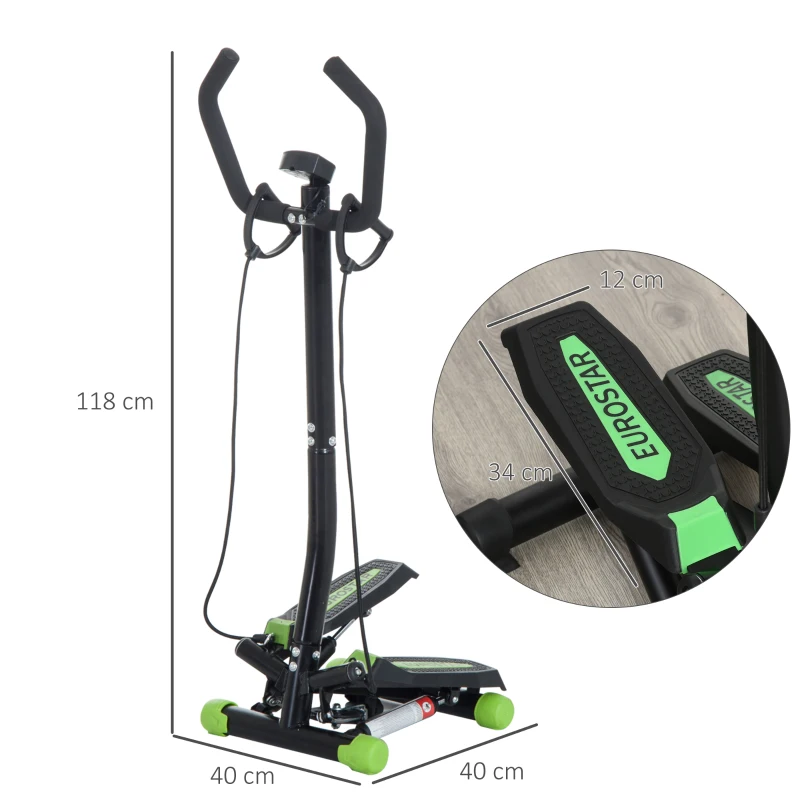 HOMCOM Stepper Profesional Fitness cu Manubriu si Corzi, 40x48x118cm