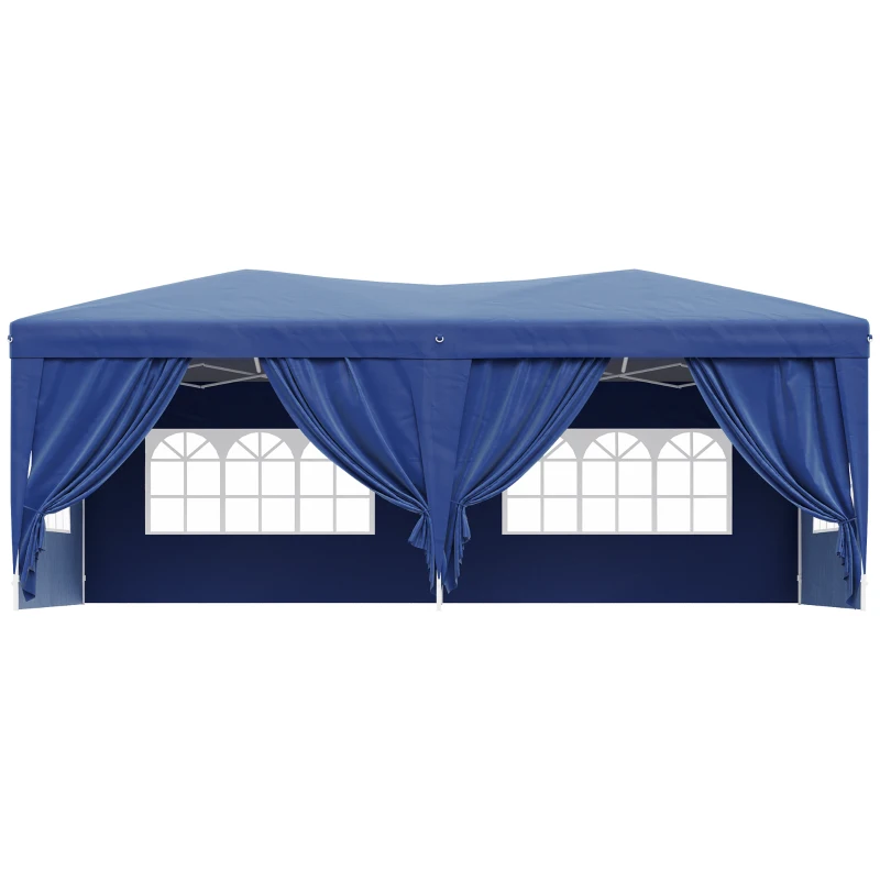 Outsunny Gazebo Pieghevole da Giardino Esterno con 6 Pannelli Laterali 6x 3x 2,55m