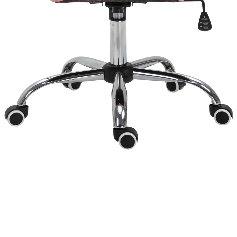 Vinsetto HOMCOM Ergonomiczne krzesło biurowe, Fotel biurowy, wyściełane oparcie, różowy, PU, 59,5 x 60,5 x 95–105 cm szary