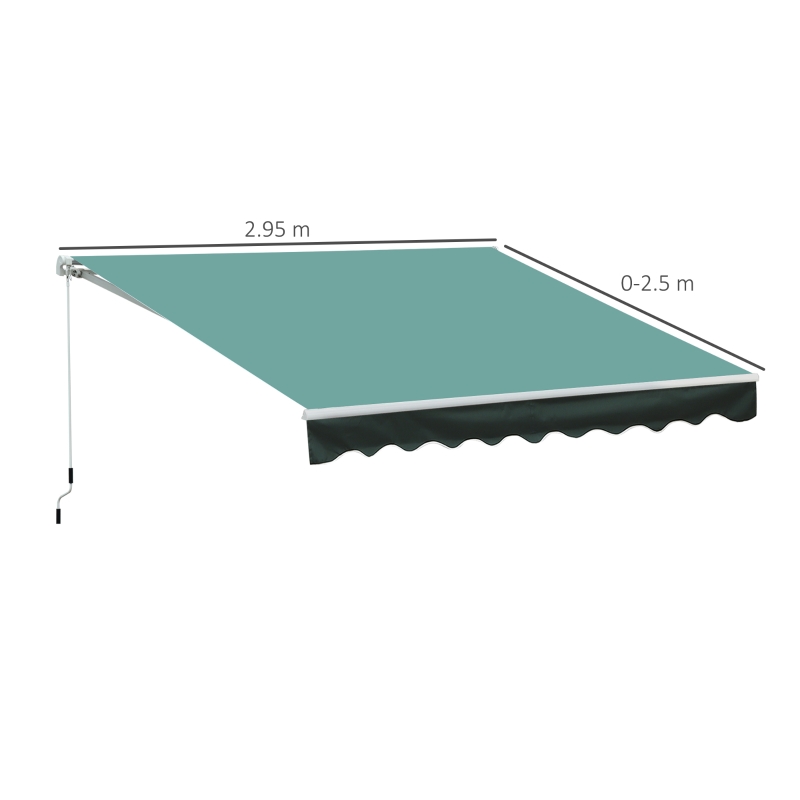 Outsunny Tenda da Sole a Bracci per Esterno con Manovella, Metallo e Poliestere, 3x2.5m Verde