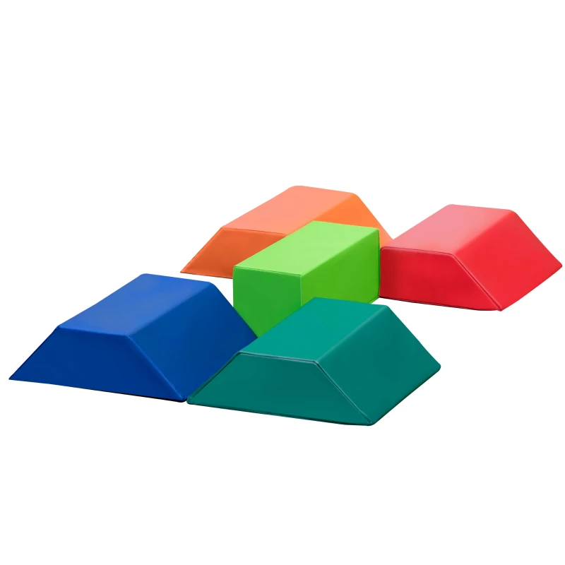 HOMCOM 5 Blocs de Construction en Mousse XXL - Jeux éducatif - Module motricité - parcours motricité enfant- certifiés Normes EN71-1-2-3 - Mousse EPE revêtement PU Multicolore
