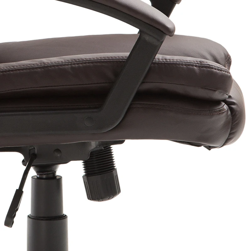 HOMCOM Mid Back Executive Office Chair, Faux Leather Computer Desk Chair with Swivel, Double-Tier Padding, Arm, Wheels, Brown(m-8)