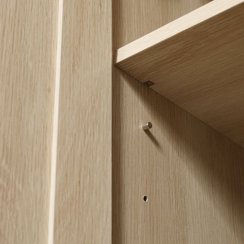 HOMCOM Buffet haut meuble de rangement design bohème double portes avec 3 étagères en cannage - 73 x 41 x 102 cm