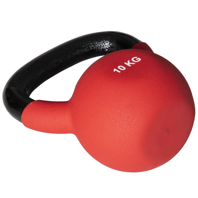HOMCOM Kettlebell de 10 kg de Ferro Fundido Peso Russo com Revestimento de Neoprene para Treinamento de Força 18x11x20cm Vermelho