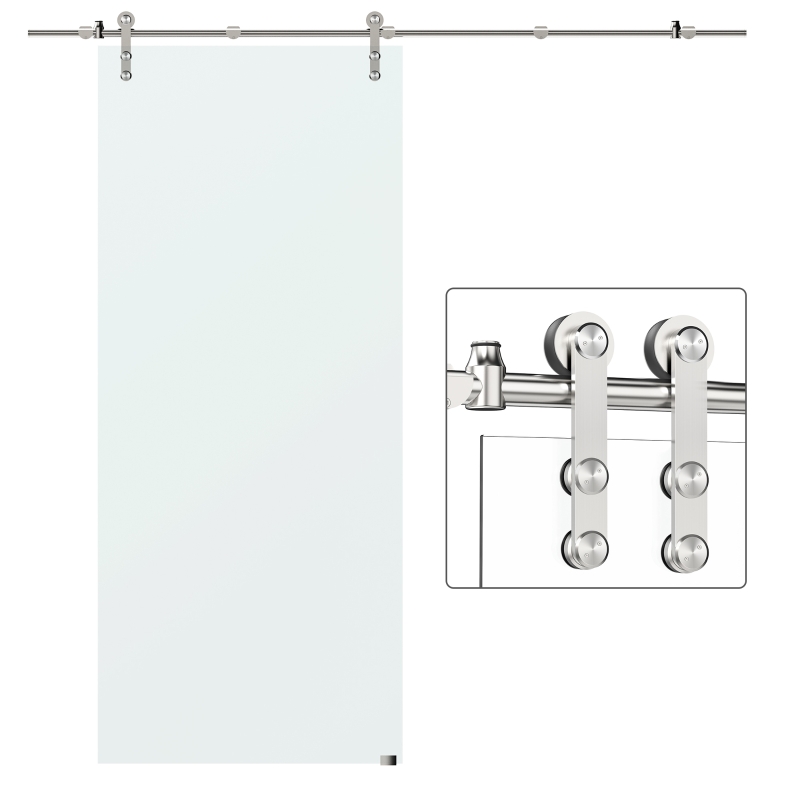 Homcom Kit Sina pentru Usi Glisante in Otel Inox cu Accesoii Incluse
