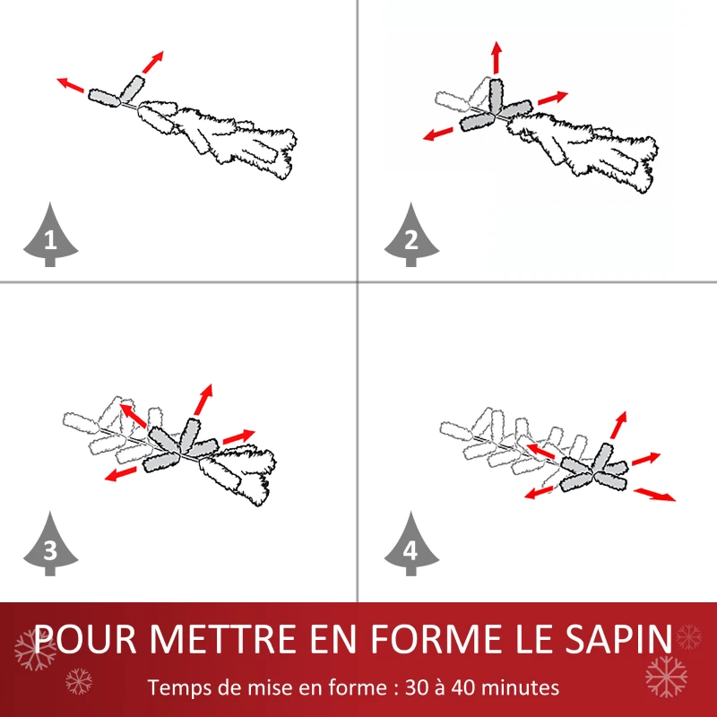 HOMCOM Sapin de Noël Artificiel enneigé 150H cm Lumineux LED x 150 Multicolore 351 Branches Vert Blanc