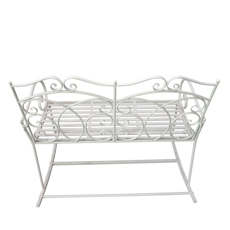 Outsunny Panchina a Dondolo da Esterno, Dondolo 2 Posti Biposto da Giardino stile Shabby in Metallo 103 x 74.5 x 88cm, Bianco