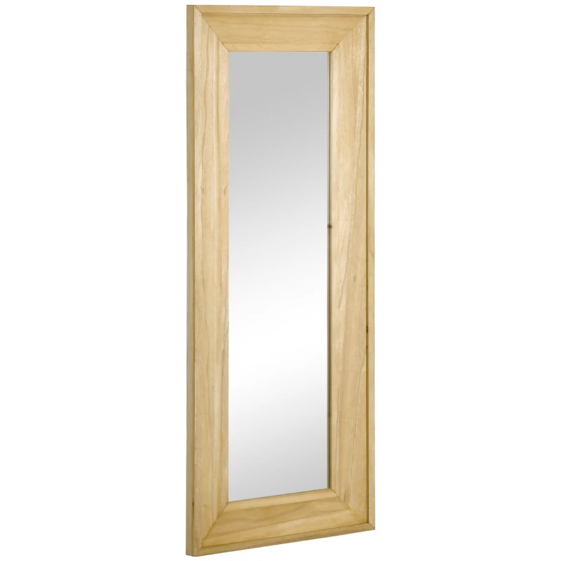 HOMCOM Lustro ścienne 150 cm x 60 cm x 4,5 cm Lustro w pełnej wysokości Lustro ze szkła drewno sosnowe naturalne