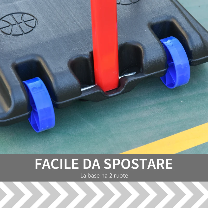 HOMCOM Canestro Basket per Bambini Portatile con Tabellone Bianco, Piantana, 2 Ruote e Altezza Regolabile 216-261.5cm