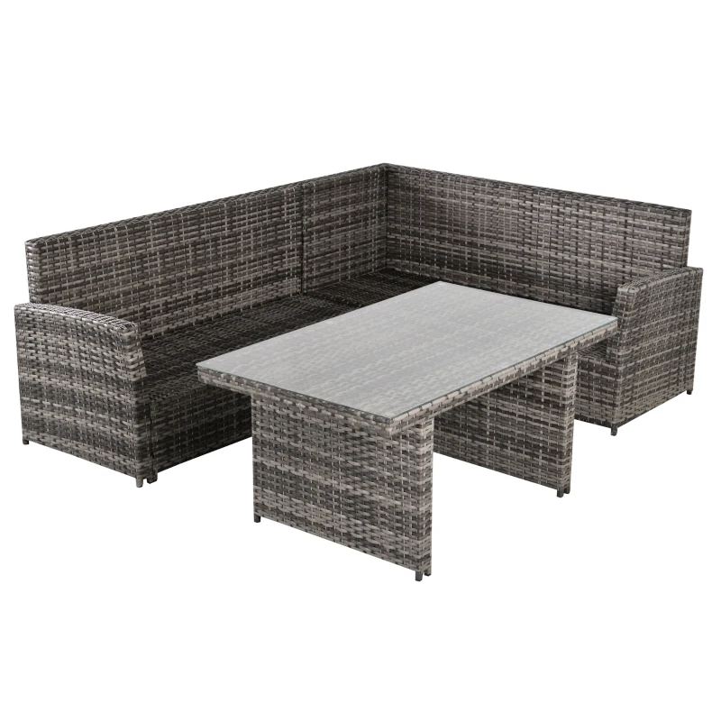Outsunny Salotto da Giardino Set 3 Pz con 2 Divani da Esterno e 1 Tavolo da Giardino in Rattan Sintetico Grigio