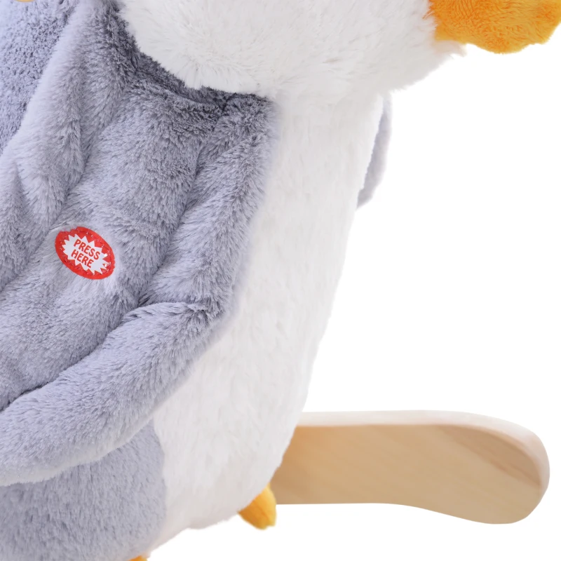 HOMCOM krzesło bujane pingwin na biegunach konik na biegunach z muzyką plusz