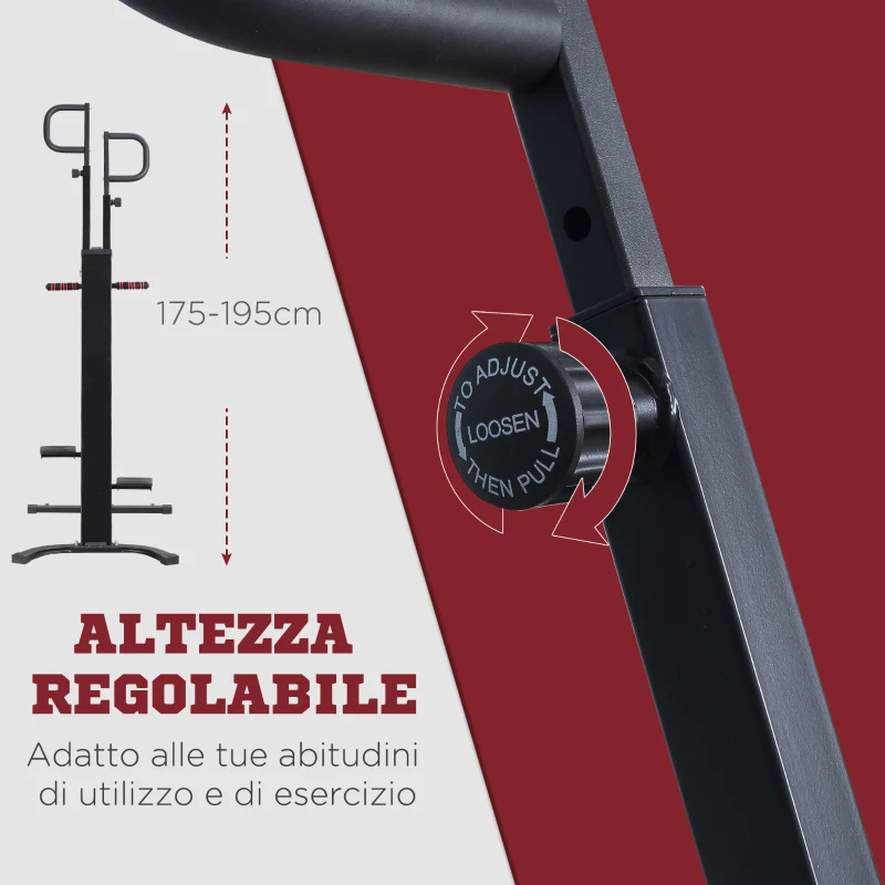 HOMCOM Vertical Climber con Monitor LCD e Altezza Regolabile, Arrampicatore in Acciaio e ABS, 100x60x175-195 cm, Nero