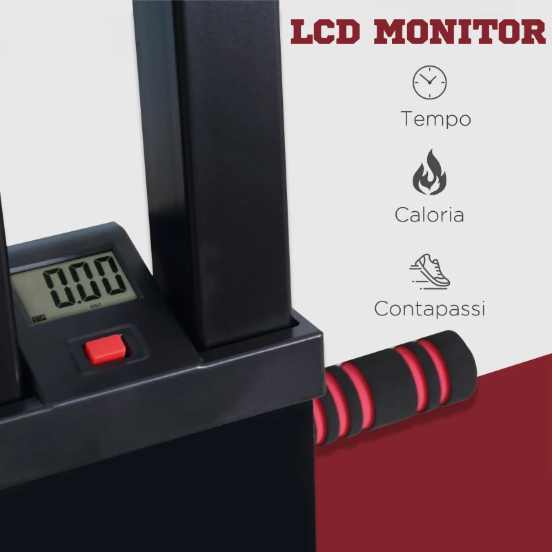 HOMCOM Vertical Climber con Monitor LCD e Altezza Regolabile, Arrampicatore in Acciaio e ABS, 100x60x175-195 cm, Nero