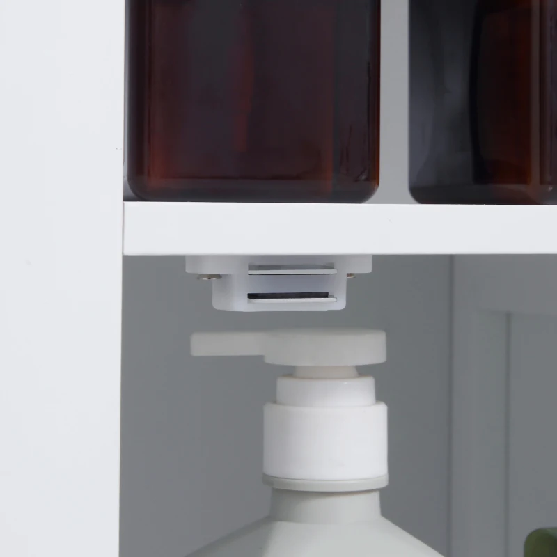 kleankin kleakin Badezimmerschrank 1 Fach 1 Schrank Schranktür in Rattan-Optik 35 cm x 32 cm x 80 cm MDF-Holz Weiß